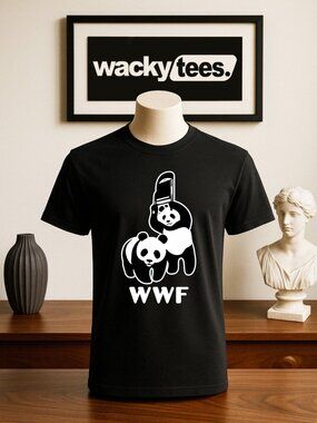 Wrestling Pandas WW World Federation Funny Style Graphic Tee Shirt